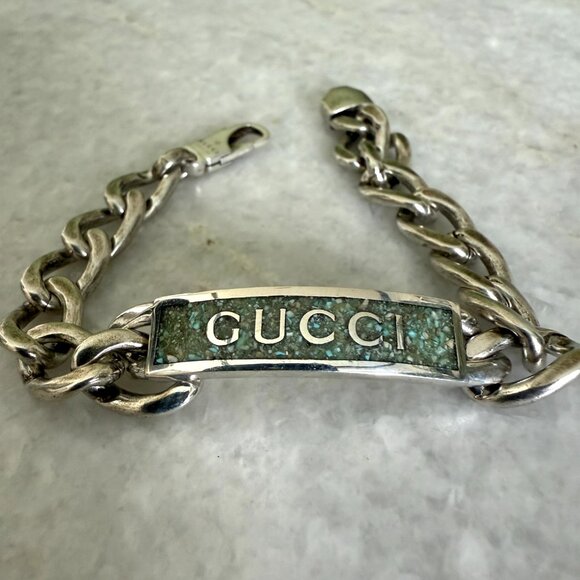 GUCCI turquoise plate Silver bracelet SLV bracelet, 678712, size 18 - Picture 7 of 14